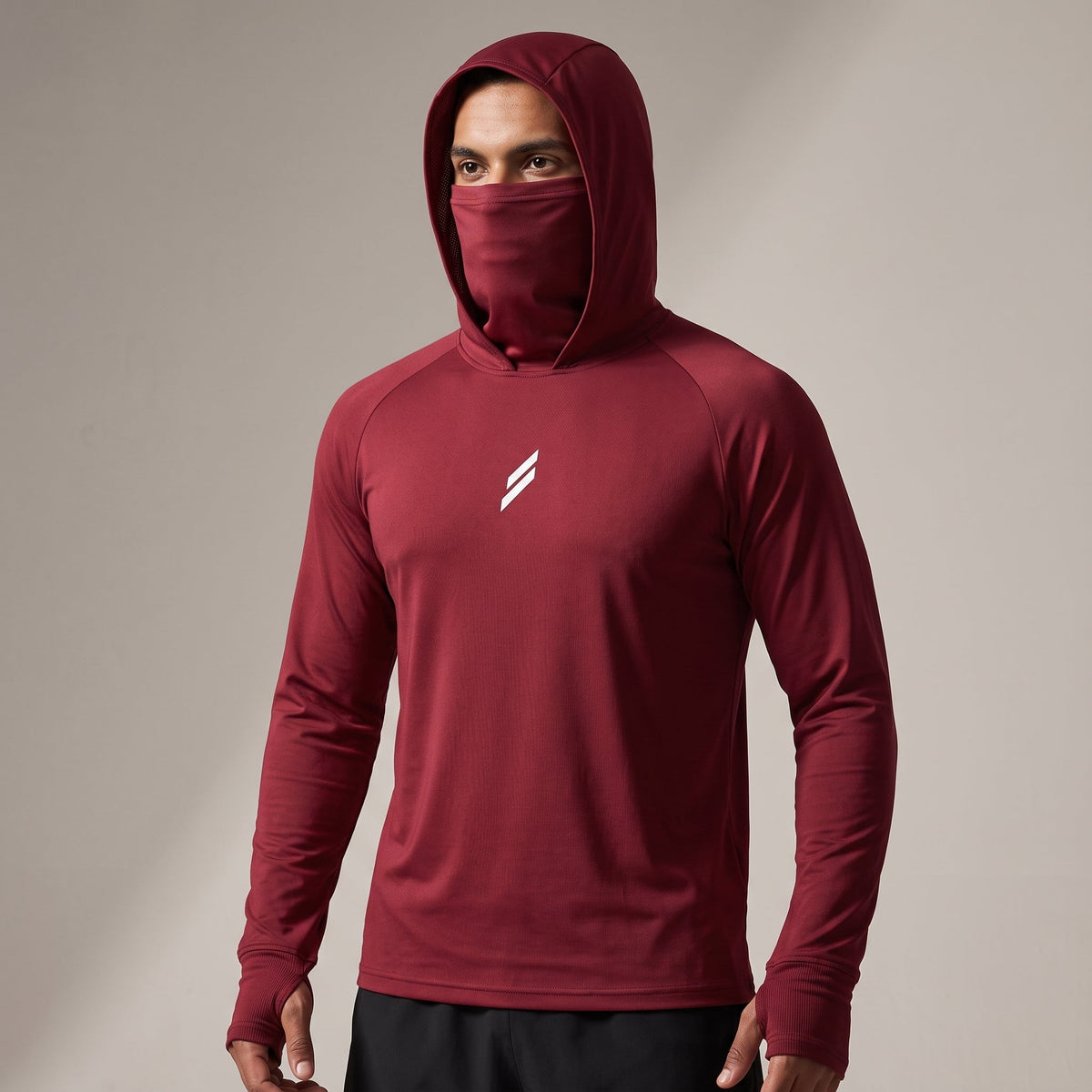 SolArmor sudadera UPF50+ color vino, capucha integrada