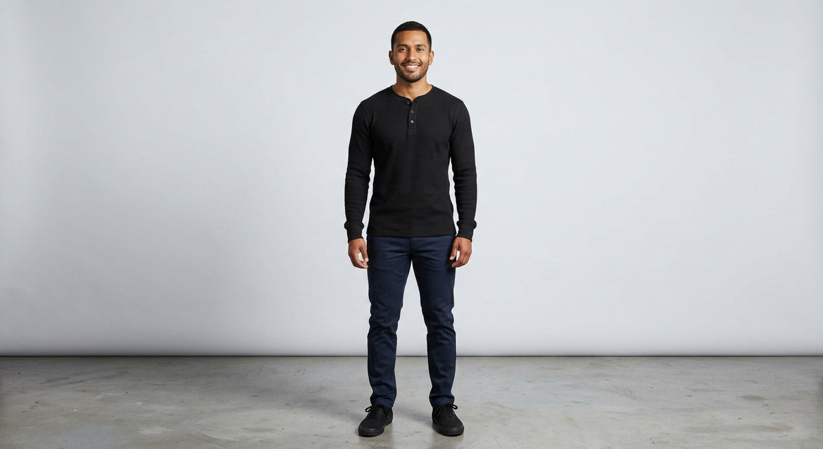 Thermal Henley negro modelo