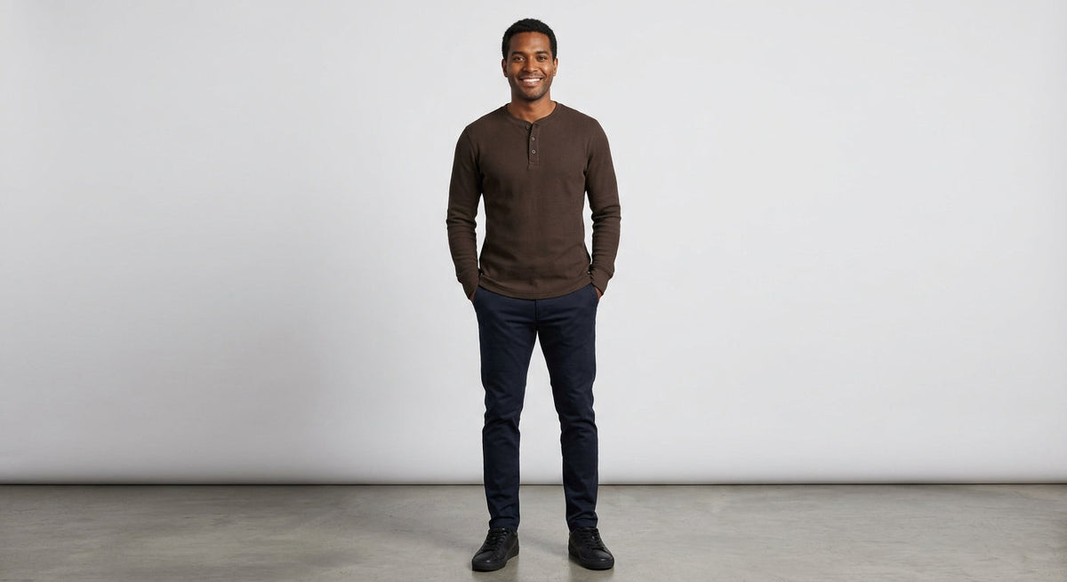 Thermal Henley cafe modelo